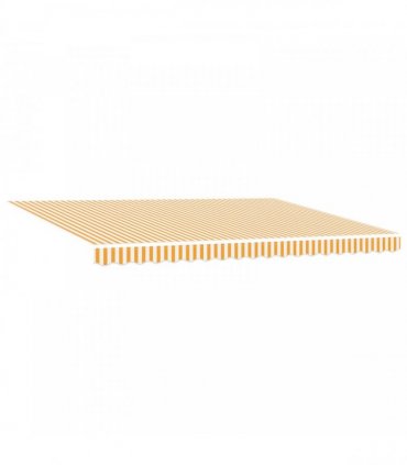 vidaXL Manual Awning 5 x 3 m Yellow and White Stripe 100% Polyester