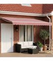 vidaXL Manual Awning 5 x 3 m Red and White Stripe 100% Polyester