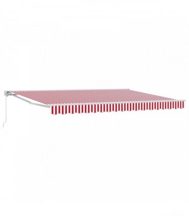 vidaXL Manual Awning 5 x 3 m Red and White Stripe 100% Polyester