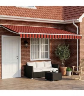 vidaXL Manual Awning 5 x 3.5 m Orange and Brown Stripe 100% Polyester