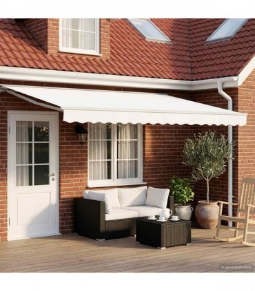 vidaXL Manual Awning 5 x 3.5 m White 100% Polyester