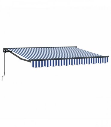 vidaXL Manual Awning 3.5 x 2 m Blue and White Stripe 100% Polyester
