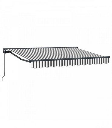 vidaXL Manual Awning 3.5 x 2 m Anthracite and White Stripe