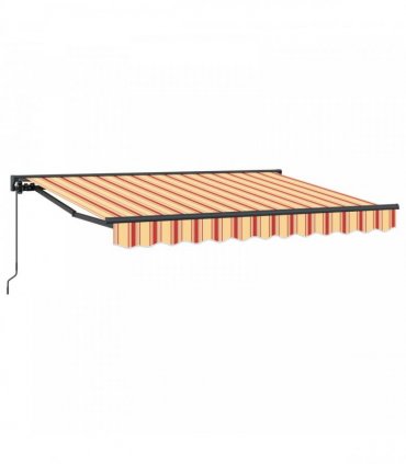 vidaXL Manual Awning 3.5 x 2 m Yellow Orange and White Stripe