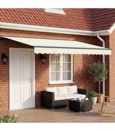 vidaXL Manual Awning 4 x 3.5 m Cream 100% Polyester