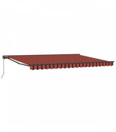 vidaXL Manual Awning 4 x 3.5 m Orange and Brown Stripe 100% Polyester