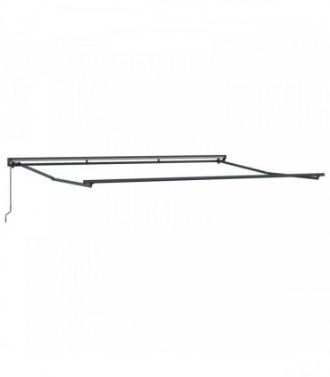 vidaXL Manual Awning 4 x 3.5 m Yellow and Orange Stripe 100% Polyester
