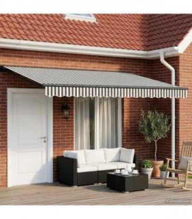 vidaXL Manual Awning 5 x 3.5 m Anthracite and White Stripe
