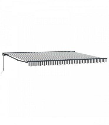 vidaXL Manual Awning 5 x 3.5 m Anthracite and White Stripe