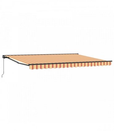 vidaXL Manual Awning 5 x 3.5 m Yellow and Orange Stripe 100% Polyester