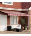 vidaXL Manual Awning 5 x 3.5 m Red and White Stripe 100% Polyester