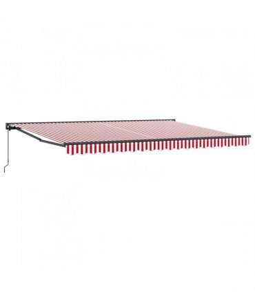 vidaXL Manual Awning 5 x 3.5 m Red and White Stripe 100% Polyester