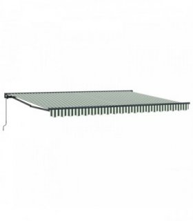 vidaXL Manual Awning 5 x 3.5 m Green and White Stripe 100% Polyester