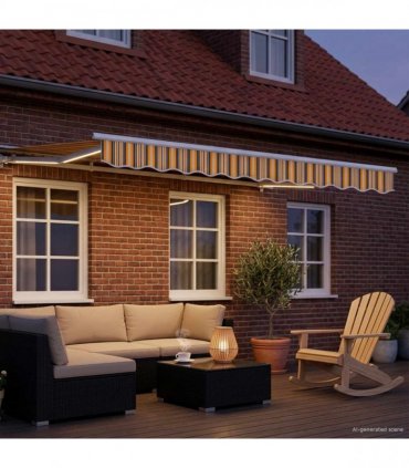 vidaXL Manual Awning with Solar LED 2.5 x 2 m