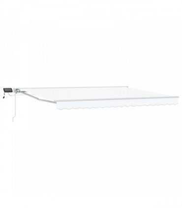 vidaXL Manual Awning with Solar LED 4 x 3.5 m White 100% Polyester