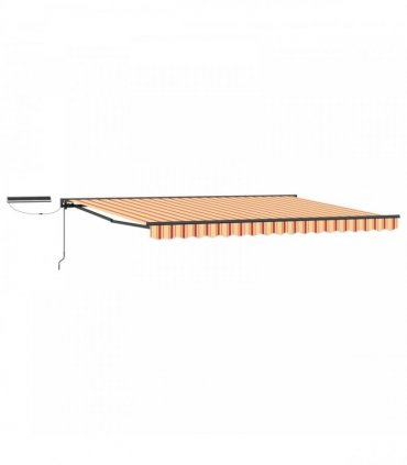 vidaXL Solar Electric Awning 5 x 3.5 m Yellow and Orange Stripe