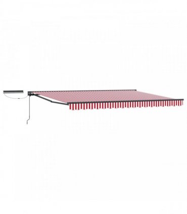 vidaXL Solar Electric Awning 5 x 3.5 m Red and White Stripe
