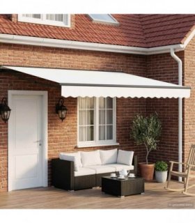 vidaXL Solar Electric Awning 5 x 3.5 m White 100% Polyester