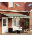 vidaXL Solar Electric Awning 5 x 3.5 m Green and White Stripe