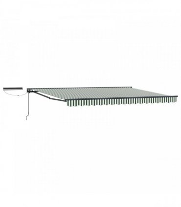 vidaXL Solar Electric Awning 5 x 3.5 m Green and White Stripe