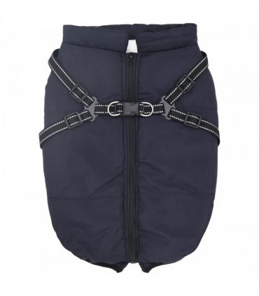 vidaXL Dog Coat Navy Blue L68 Fleece and Polyester