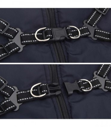 vidaXL Dog Coat Navy Blue L68 Fleece and Polyester