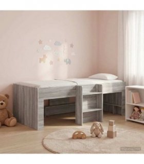 vidaXL Kids'High Bed Frame Grey Sonoma 80 x 200 cm Engineered Wood