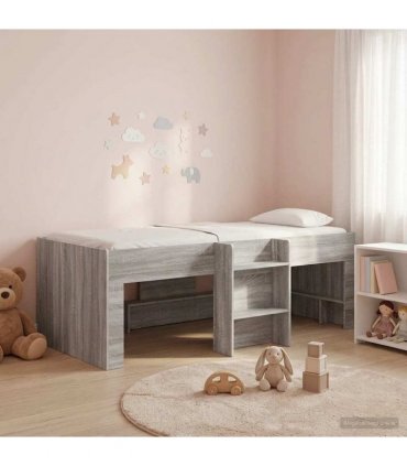 vidaXL Kids'High Bed Frame Grey Sonoma 80 x 200 cm Engineered Wood