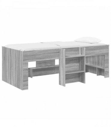 vidaXL Kids'High Bed Frame Grey Sonoma 80 x 200 cm Engineered Wood