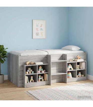 vidaXL Kids'High Bed Frame Grey Sonoma 80 x 200 cm Engineered Wood