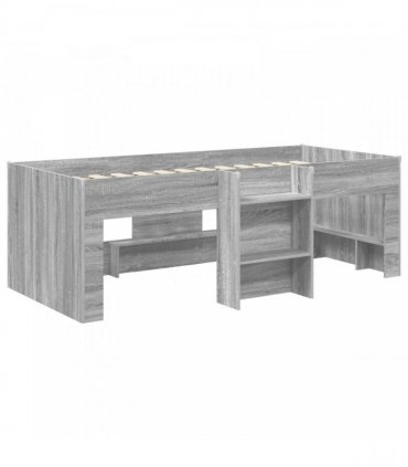 vidaXL Kids'High Bed Frame Grey Sonoma 80 x 200 cm Engineered Wood