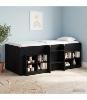 vidaXL Kids'High Bed Frame Black Oak 100 x 200 cm Engineered Wood