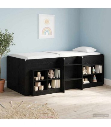 vidaXL Kids'High Bed Frame Black Oak 100 x 200 cm Engineered Wood