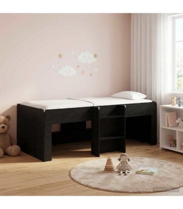 vidaXL Kids'High Bed Frame Black Oak 100 x 200 cm Engineered Wood