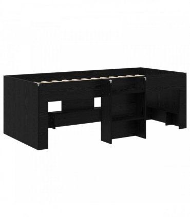 vidaXL Kids'High Bed Frame Black Oak 100 x 200 cm Engineered Wood