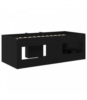 vidaXL Kids'High Bed Frame Black Oak 100 x 200 cm Engineered Wood
