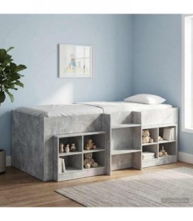 vidaXL Kids'High Bed Frame Concrete Grey 100 x 200 cm Engineered Wood