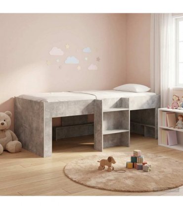 vidaXL Kids'High Bed Frame Concrete Grey 100 x 200 cm Engineered Wood