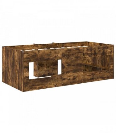 vidaXL Kids'High Bed Frame Smoked Oak 100 x 200 cm Engineered Wood