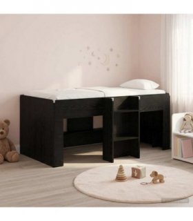 vidaXL Kids'High Bed Frame Black Oak 80 x 160 cm Engineered Wood