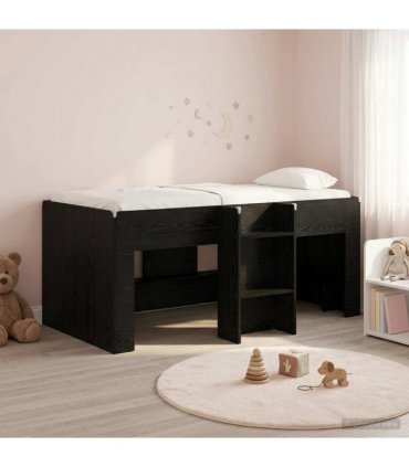 vidaXL Kids'High Bed Frame Black Oak 80 x 160 cm Engineered Wood