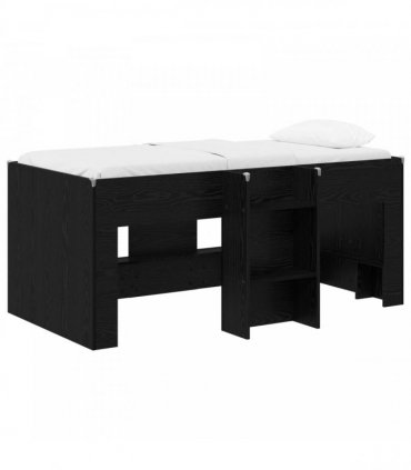 vidaXL Kids'High Bed Frame Black Oak 80 x 160 cm Engineered Wood
