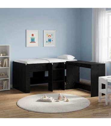 vidaXL Kids'High Bed Frame Black Oak 80 x 160 cm Engineered Wood