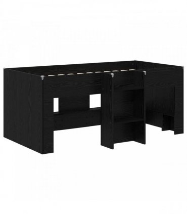 vidaXL Kids'High Bed Frame Black Oak 80 x 160 cm Engineered Wood