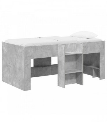 vidaXL Kids'High Bed Frame Concrete Grey 80 x 160 cm Engineered Wood