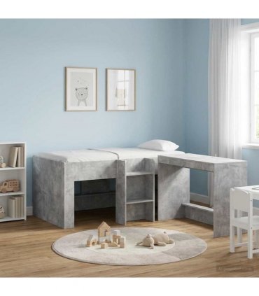 vidaXL Kids'High Bed Frame Concrete Grey 80 x 160 cm Engineered Wood