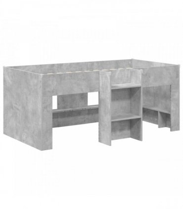 vidaXL Kids'High Bed Frame Concrete Grey 80 x 160 cm Engineered Wood