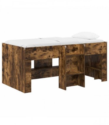 vidaXL Kids'High Bed Frame Smoked Oak 80 x 160 cm Engineered Wood