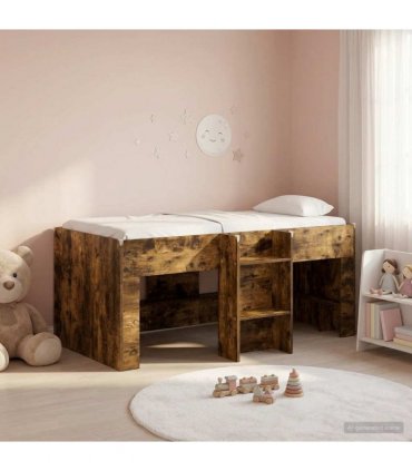 vidaXL Kids'High Bed Frame Smoked Oak 80 x 160 cm Engineered Wood