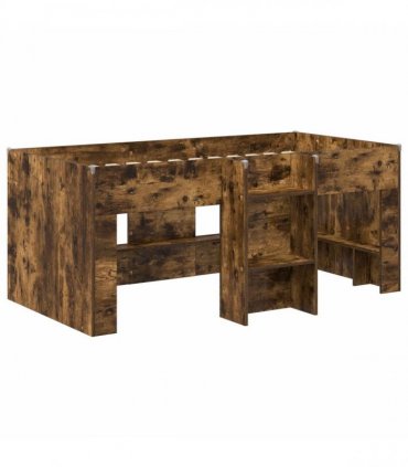 vidaXL Kids'High Bed Frame Smoked Oak 80 x 160 cm Engineered Wood